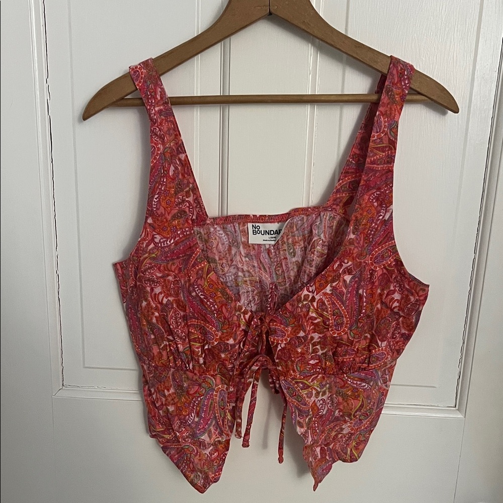 No Boundaries Pink Paisley Sleeveless Crop Top